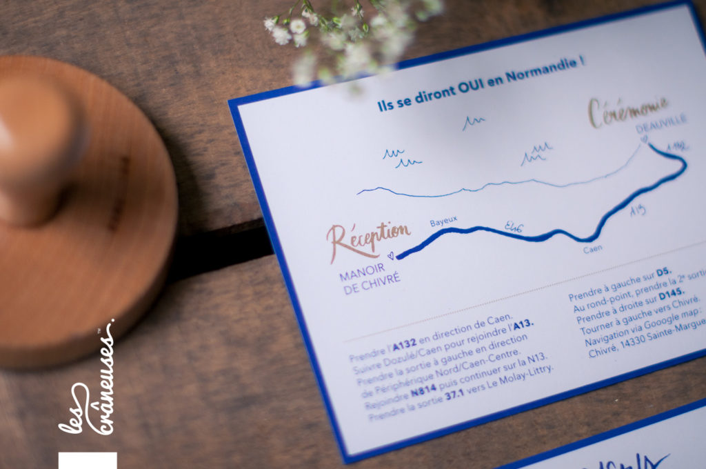 Faire-part mariage, bleu marine, plan invitation mariage - Les crâneuses - faire-part sur mesure