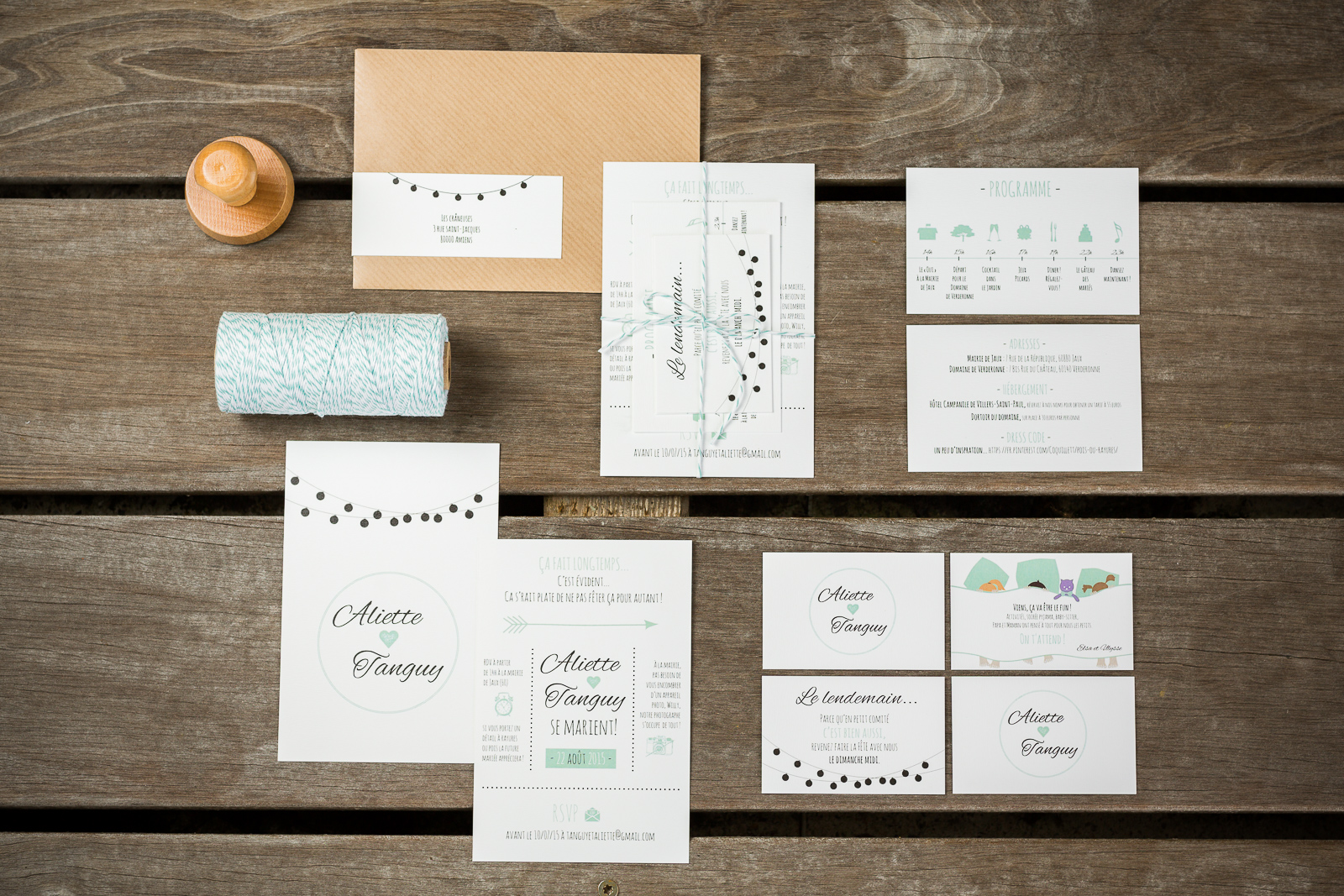 Faire part de mariage rétro. Faire part guinguette. Save the date. Faire part menthe. Faire part original. Faire part sur mesure. Les crâneuses.