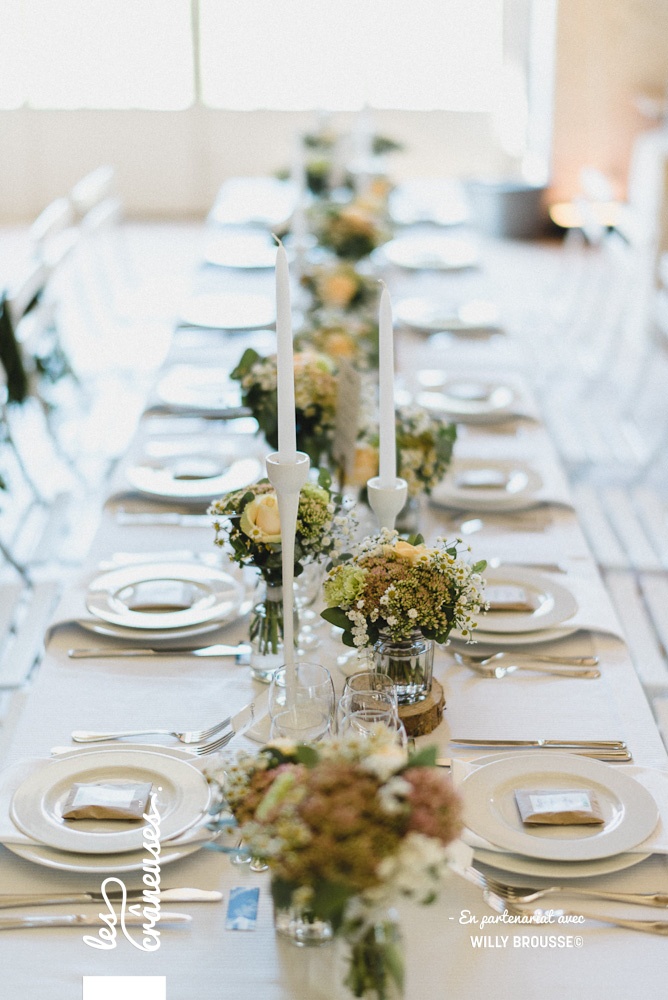 Décoration table mariage - Champêtre - Chic - Sobre - Corail - Végétal - Les crâneuses