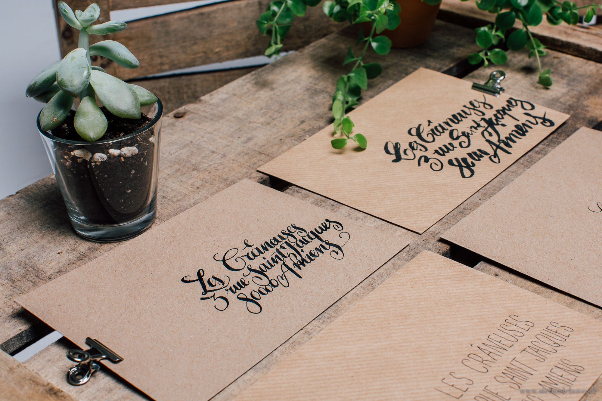 Faire part mariage, Calligraphie, Les crâneuses, Enveloppe, Papeterie mariage, Enveloppe kraft