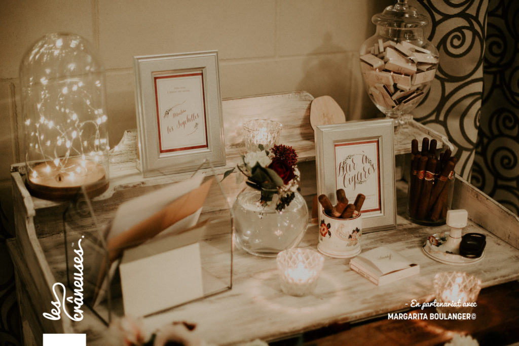 décoration mariage - hiver - livre d'or - rouge - blanc - argent - Les crâneuses