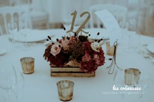 Centre de table mariage - Chic - Epuré - Coloré - Décoration - Photophore doré